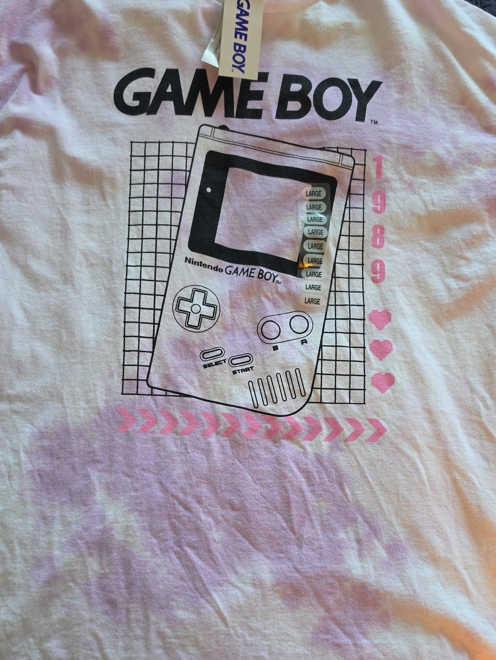 Nintendo Game Boy Pink & White Tie-Dye Graphic Tee